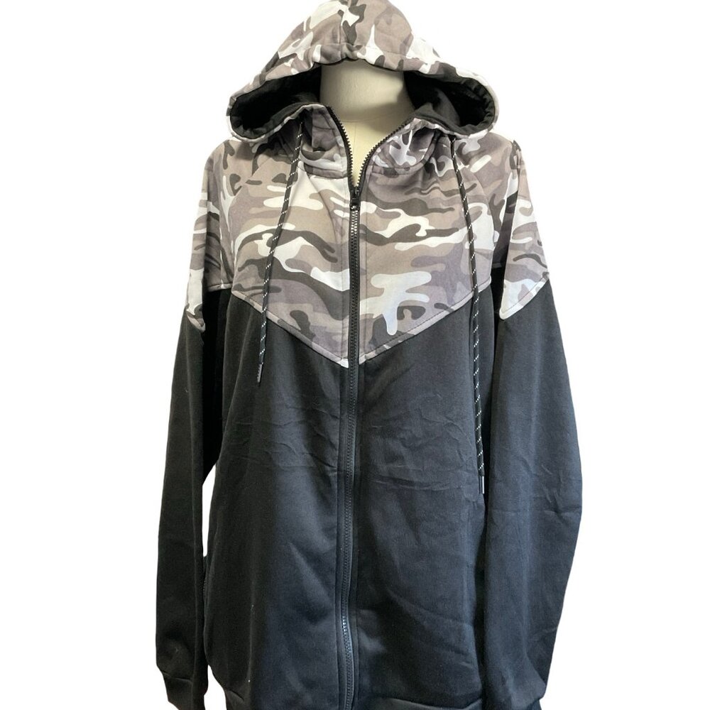 Black/White Camo Print Hoodie